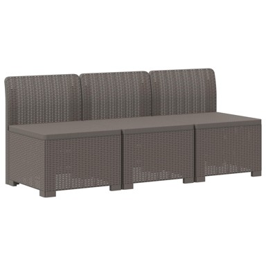 Sofa za vrt za 3 osobe, izgled rattana PP, svjetlosiva