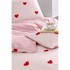 MILA HOME Posteljina Red Heart 160x220 cm za krevet za jednu osobu/produženi krevet s uključenom plahtom 3-dijelna ružičasta