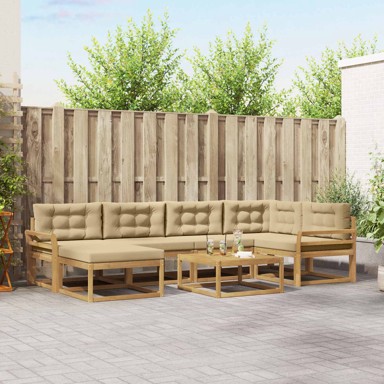 Set vanjskih sofa, 7 pcs, bijela i bež