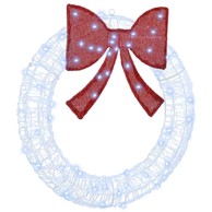 Božićni vijenac s LED lampicama hladno bijelo svjetlo 75 cm akril