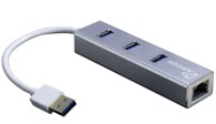 INTER-TECH USB hub Argus IT-310-S, USB-A, 3x USB-A, 1x ethernet, sivi