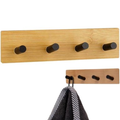 DEXXER Samoprilagodljive zidne kuke za ručnike, 4 kom, bambus