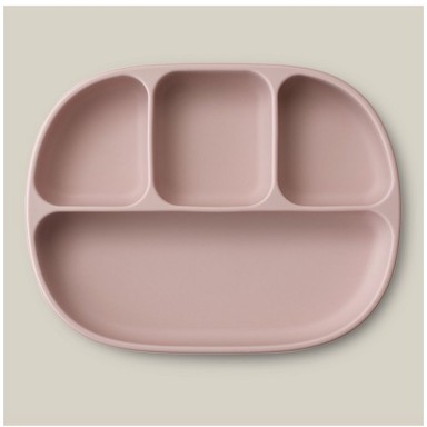 INTERBABY Silikonski tanjur s poklopcem, tamnorozi