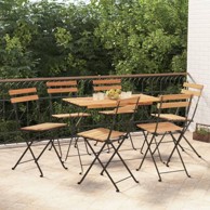 Sklopive bistro stolice 2 kom, tikovina i čelik