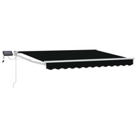 Ručna izvlačivna tenda s LED diodama, 3 x 2,5 m, crna, bijeli okvir