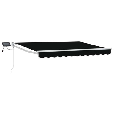 Ručna izvlačivna tenda s LED diodama, 3 x 2,5 m, crna, bijeli okvir
