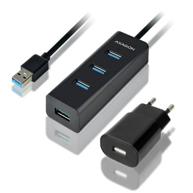 AXAGON USB hub HUE-S2BP USB-A-Hub, 4x USB 3.0, vanjsko napajanje - 1,2 m, Netzteil HUE-S2BP