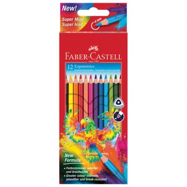 FABER-CASTELL Drvene boje 116512, trokutaste, 12 boja, blister pakiranje