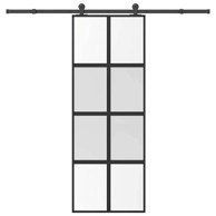 Klizna vrata s priborom od kaljenog stakla i aluminija mat i prozirna 76x205 cm