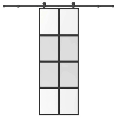 Klizna vrata s priborom od kaljenog stakla i aluminija mat i prozirna 76x205 cm