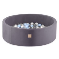 PLUSH NEST Bazen s 200 loptica, 90x30 cm, sivi