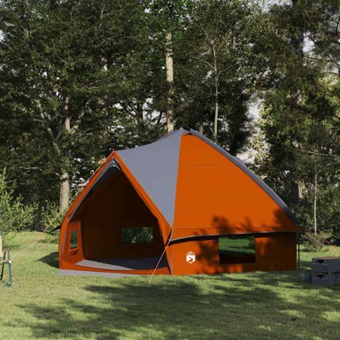 Teepee šator s krovom 490 x 410 x 210 cm, siva/narančasta