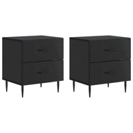 Noćni ormar, 2 kom, 43 x 34,5 x 47,5 cm, konstruirano drvo, crna
