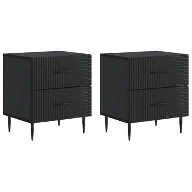 Noćni ormar, 2 kom, 43 x 34,5 x 47,5 cm, konstruirano drvo, crna