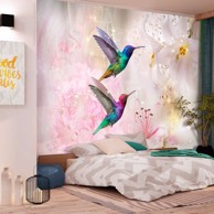 Samoljepljiva foto tapeta Colourful Hummingbirds (Pink) 147x105