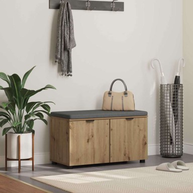 Klupa za hodnik s jastukom 80 x 38 x 46 cm umjetnički hrast