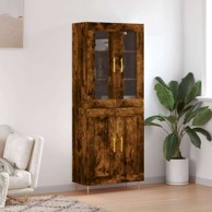 Visoka komoda dimljeni hrast 69 5x34x180 cm konstruiranog drva , drvena vrata