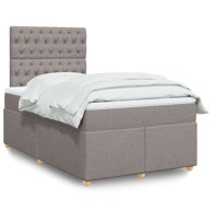 Box spring krevet s oprugama i madracem, 120 x 200 cm, tkanina, sivo-smeđa, dizajn s gumbima