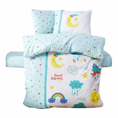 MIJOLNIR Pamučna dječja posteljina s plahtom 100x150 cm, bijela