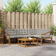 Set vanjskih sofa, 5 kom, s jastucima, prirodna i svijetlo siva