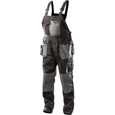 NEO TOOLS Radne hlače s naramenicama, crne, 81-240
