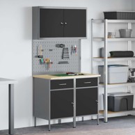 Set radnog ormarića i ploče s vijkom 5 kom MDF i metal, crni
