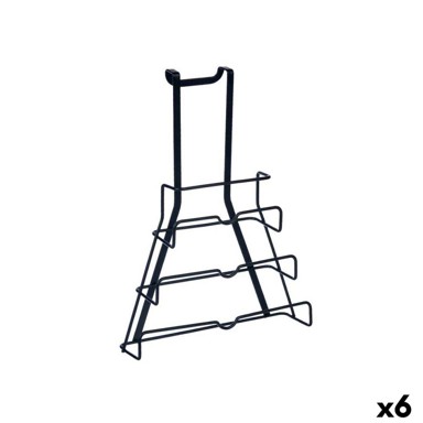 KINVARA Nosač kuhinjskog pribora W7134, željezo, 27 x 37 x 9 cm, poklopac za tavu, 6 kom., crna