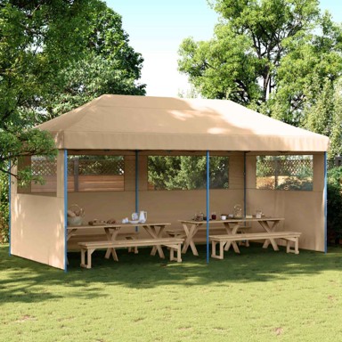 Šator za zabave, Oxford tkanina, 292 x 580 x 315 cm, bež, 2 bočna zida