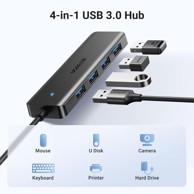 UGREEN HUB 4-portni USB-A 3.0, sivi