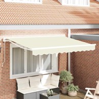 Skrovita tenda 300 x 200 cm poliester i metal ručna, krema s bijelim okvirom