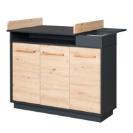 ROBA Antracitno siva/u prirodnoj boji niska dječja komoda u dekoru hrasta s promjenjivim stolom 118x103 cm Lenn