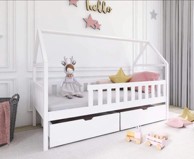 Drveni dječji krevet Domi s ladicom, 200 x 90 cm, bijeli