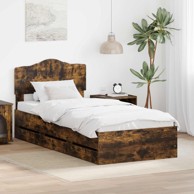 Krevetna konstrukcija s ladicama 100 x 200 cm, dimljeni hrast