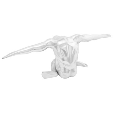 Skulptura Razmišljač, 63x20x22 cm, aluminij, srebrna