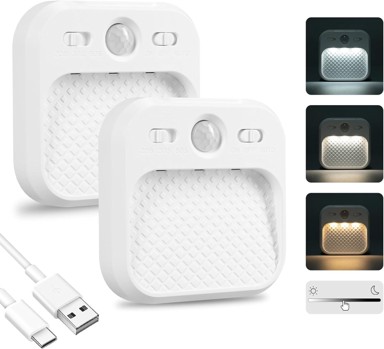 Carehabi LED noćna lampa s detektorom pokreta, 2 komada, prigušiva