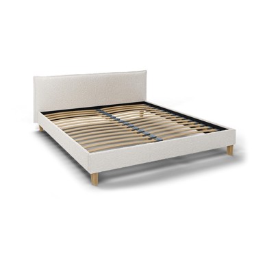 ROPEZ Tapecirani bračni krevet s letvičastim okvirom, Tina 180x200 cm, krem