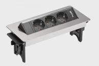 Utičnica ugradbena 3x šuko, inox