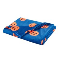 CATHERINE LANSFIELD Plava/narančasta deka s motivom noći vještiva od mikropliša, 130x170 cm, Halloween Pumpkins