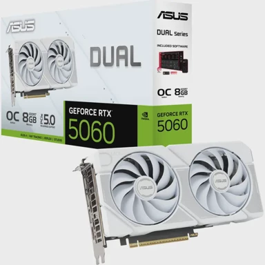 ASUS Grafička kartica GeForce RTX 5060 DUAL OC WHITE, 8GB, DLSS 4, 3× DisplayPort, 1× HDMI 2.1