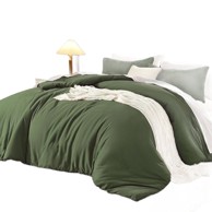 NIKCORP Set Posteljine od pranog pamuka, navlaka za poplun i jastučnica, 135x200 cm + 80x80 cm, zelena