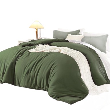NIKCORP Set Posteljine od pranog pamuka, navlaka za poplun i jastučnica, 135x200 cm + 80x80 cm, zelena