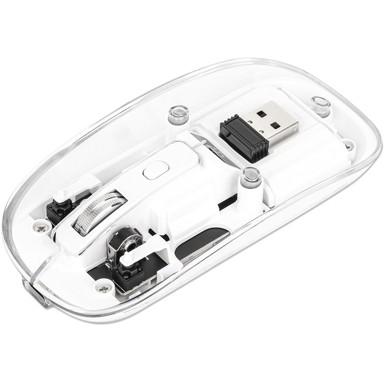 MANHATTAN Miš bežični USB-A 4 tipke RGB LED bijela transparentna