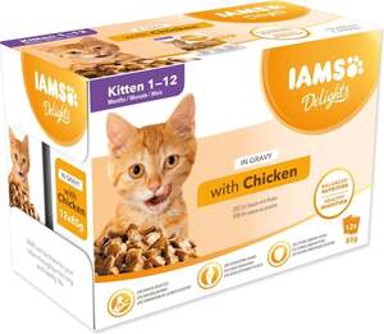 IAMS Hrana za mačke Delights Cat Kitten multipack 1020 g (12×85 g), piletina