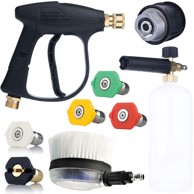 ROSFIX Set za visokotlačni čistač, pjenilica 1 L, pištolj 300 bar, 5 QC mlaznica, rotirajuća četka, kompatibilno s Parkside, Lavor i Kärcher HD