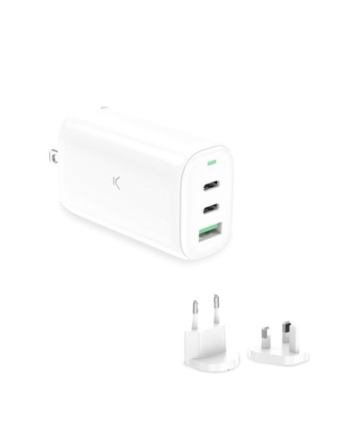 KSIX Mrežni punjač GaN ultrabrzi 65W PPS US+EU+UK priključci, bijela