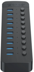 ORICO USB hub CT2U3-10AB, 10x USB 3.0, s prekidačima, crni, vanjsko napajanje