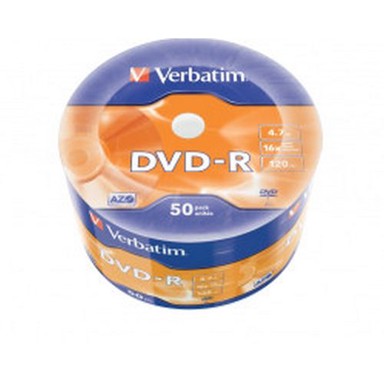 VERBATIM Medij za snimanje DVD-R, 4.7GB 16×, Matt Silver Wagon Wheel, 50 kom 