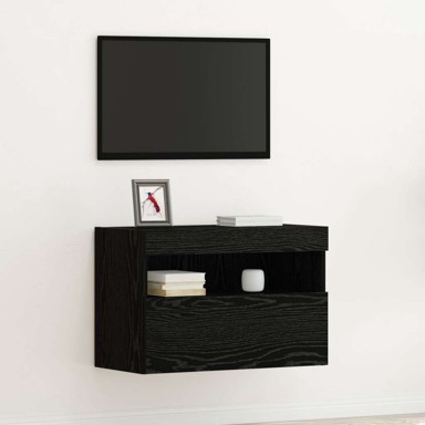 TV zidna komoda s LED svjetlima, crni hrast, 60x30x40 cm