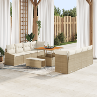 11-dijelni vrtni sofa set s jastučićima poli ratan akacija, bež