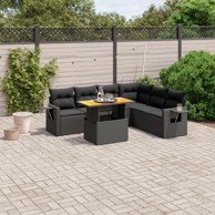 7-dijelni set vrtnih sofa od poliratana s jastucima crni